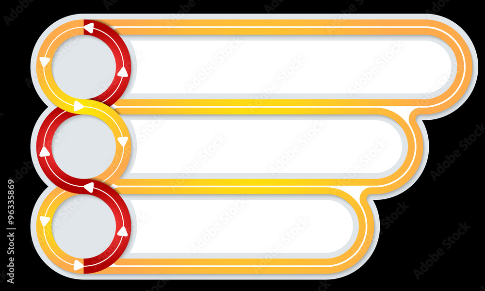 Three connected frames for your text and arrows Three connected frames for your text and arrows