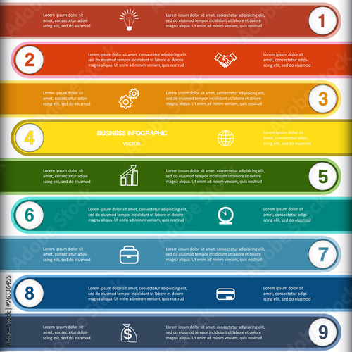 Wallpaper Mural Numbered nine multi-coloured strips Torontodigital.ca