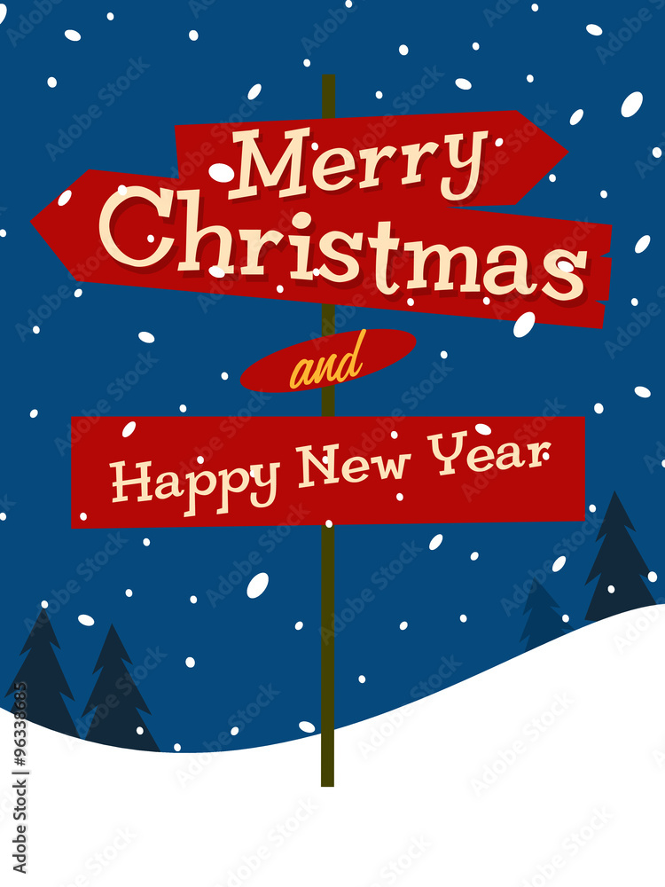 Naklejka premium merry christmas happy new year