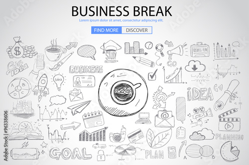 Business Break concept with Doodle design style