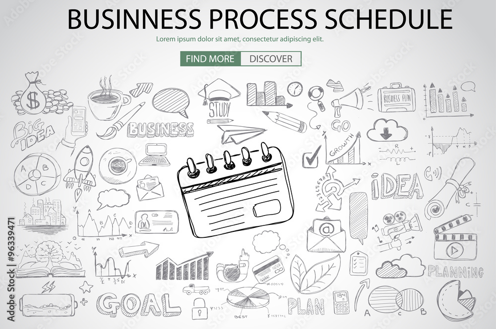 Business Process Schedule with Doodle design style Business Process Schedule with Doodle design style