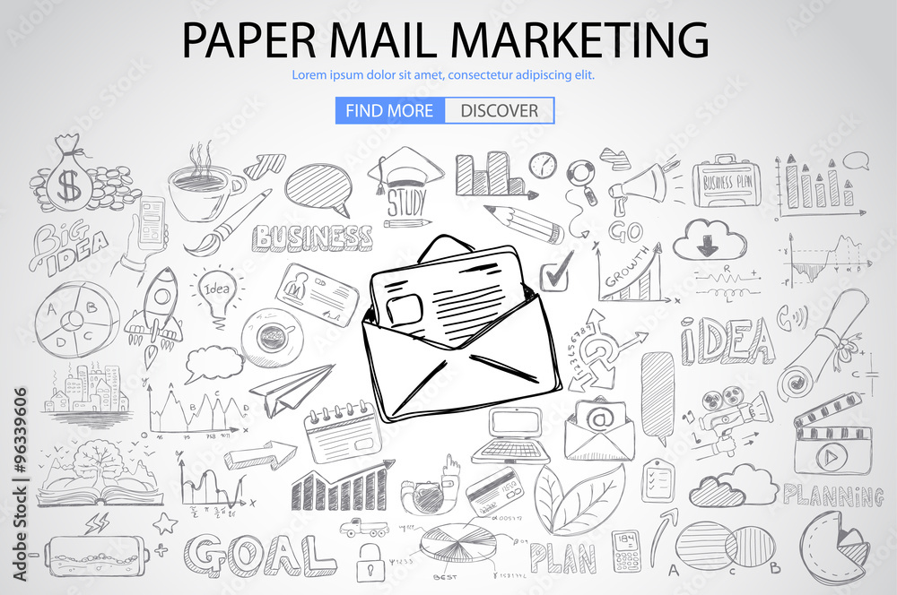 Paper email Marketing with Doodle design style