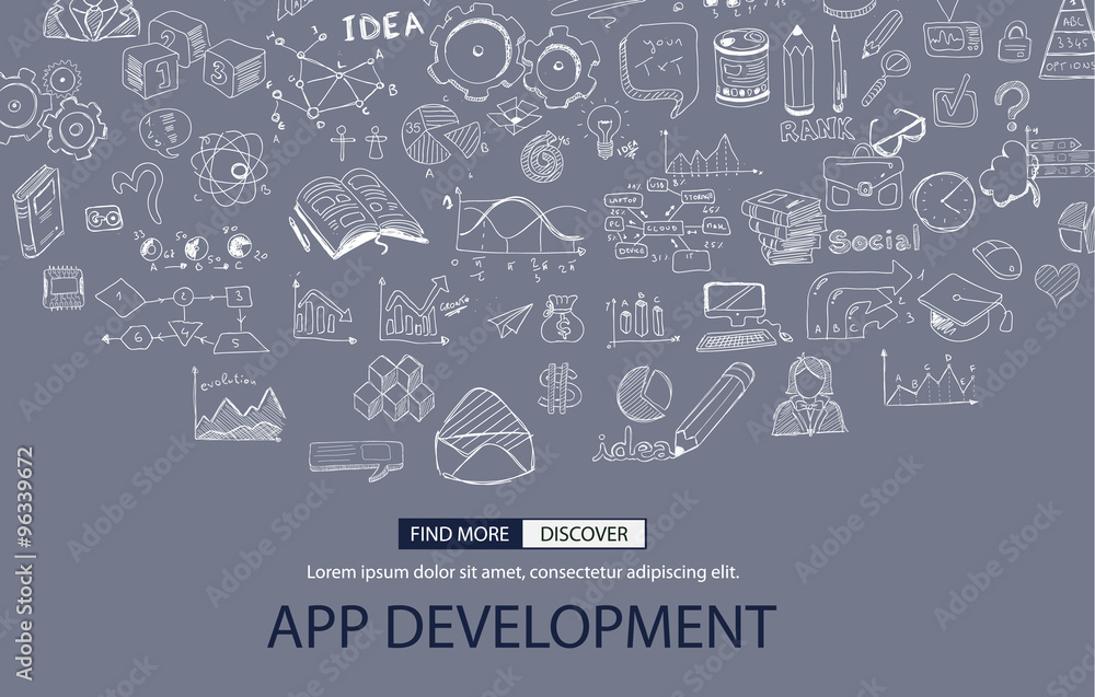 App Development Concept with Doodle design style