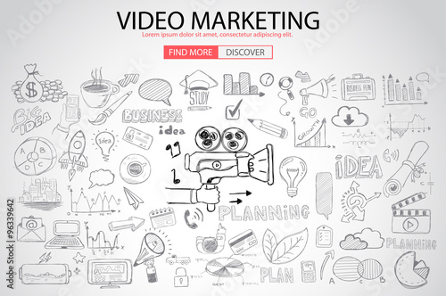 Video Marketing concept with Doodle design style  
