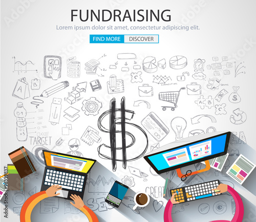 Fundraising concept with Doodle design style