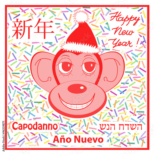 Stylish illustration of a monkey as a symbol of the new year on