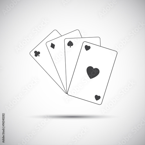 Simple vector playing cards icon, game illustration