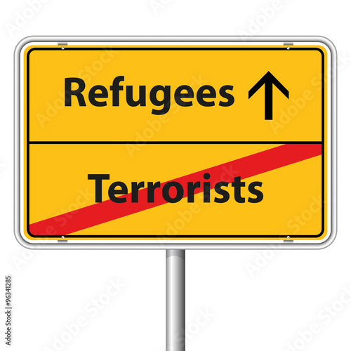 Illustration Vector Graphic Road Sign Refugees