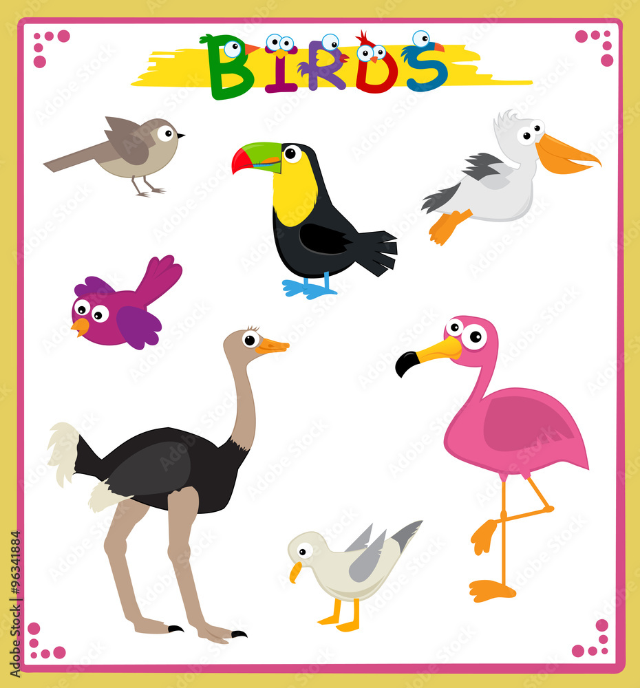 Birds Icons - Cute cartoon set of seven different types of birds. Eps10 Birds Icons - Cute cartoon set of seven different types of birds. Eps10