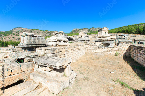 Ancient ruins in Hierapolis, Pamukkale, Turkey.