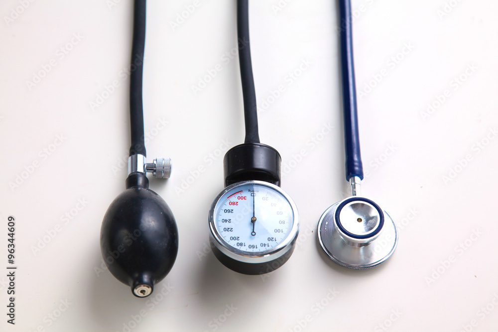Blood pressure meter medical equipment isolated on white Blood pressure meter medical equipment isolated on white