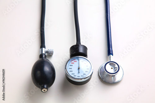 Blood pressure meter medical equipment isolated on white