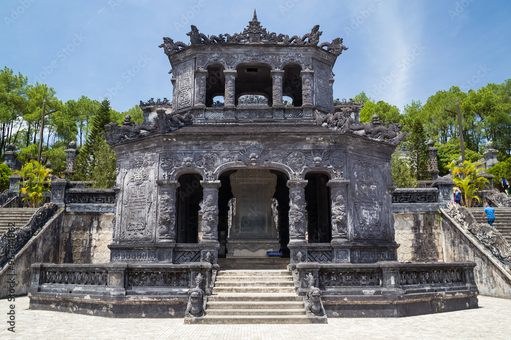 Shrine pavilion  in Imperial Khai Dinh Tomb in Hue,  Vietnam
