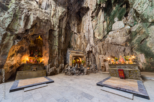 Huyen Khong Cave with shrines, Marble mountains,  Vietnam photo