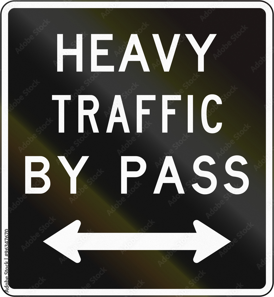 Old version of the New Zealand road sign - Bypass for heavy vehicles in either direction