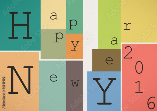 Happy New Year 2016 in vintage style