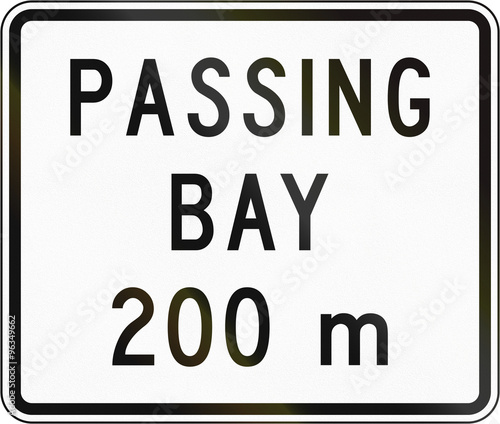 New Zealand road sign - Passing bay ahead in 200 metres photo