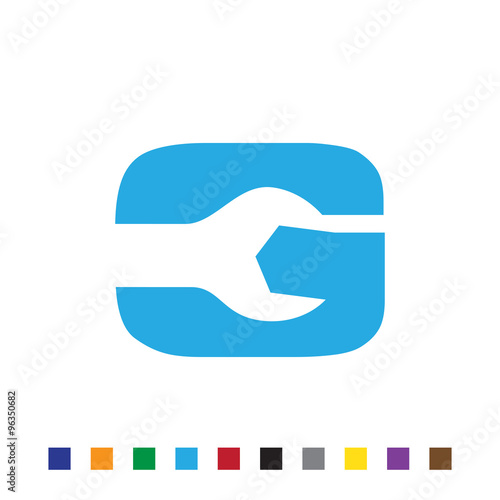 letter wrench logo icon