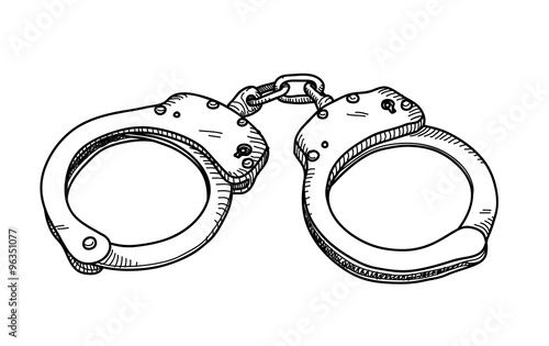 Handcuffs Doodle, a hand drawn vector doodle illustration of a handcuffs.