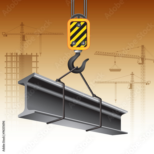 Crane hook and steel beam