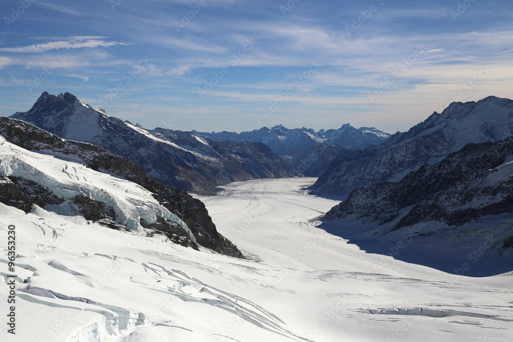 aletsch glacier viewed from Jungfraujoch, a unesco world heritage in Switzerland
