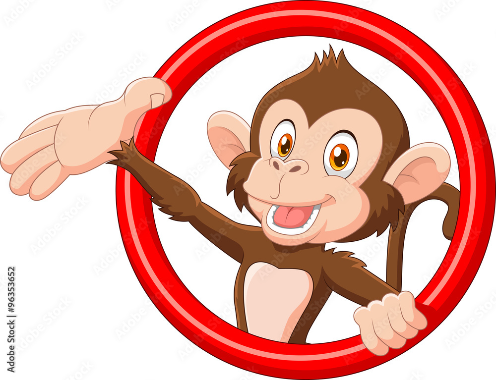 Naklejka premium Przedstawiając śmieszne małpy kreskówki