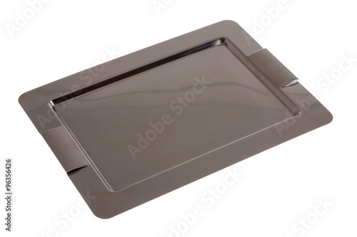 Empty rectangular stainless steel tray