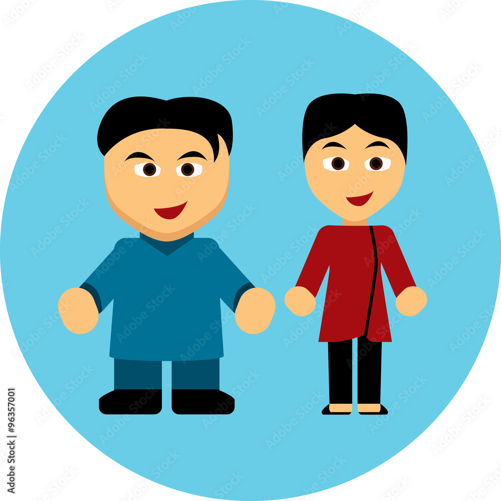 Traditional costumes icon - China, Korea, Vietnam, Mongolia Traditional costumes icon - China, Korea, Vietnam, Mongolia