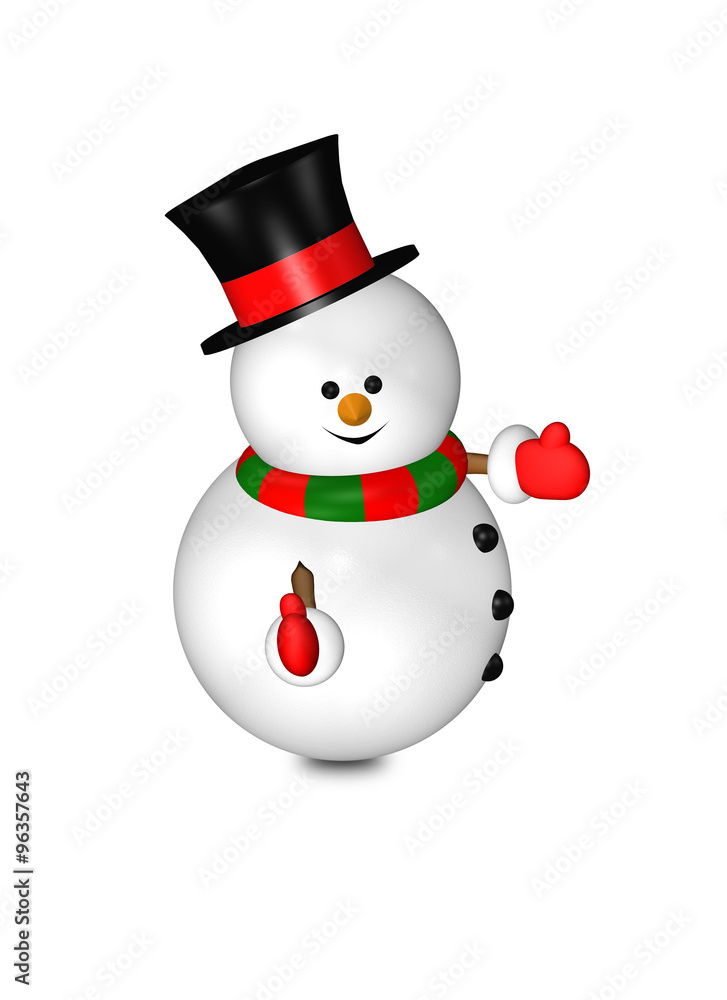 cartoon snowman with thumbs up isolated over white
