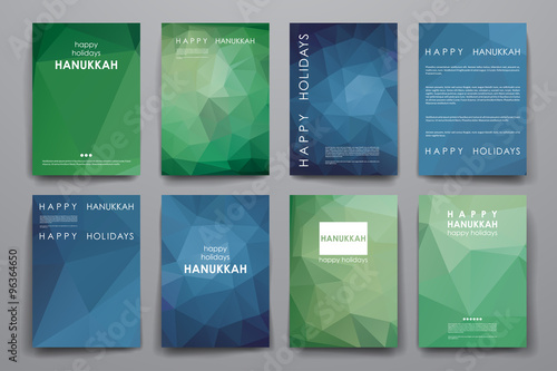 Set of brochure, poster design templates in Hanukkah style
