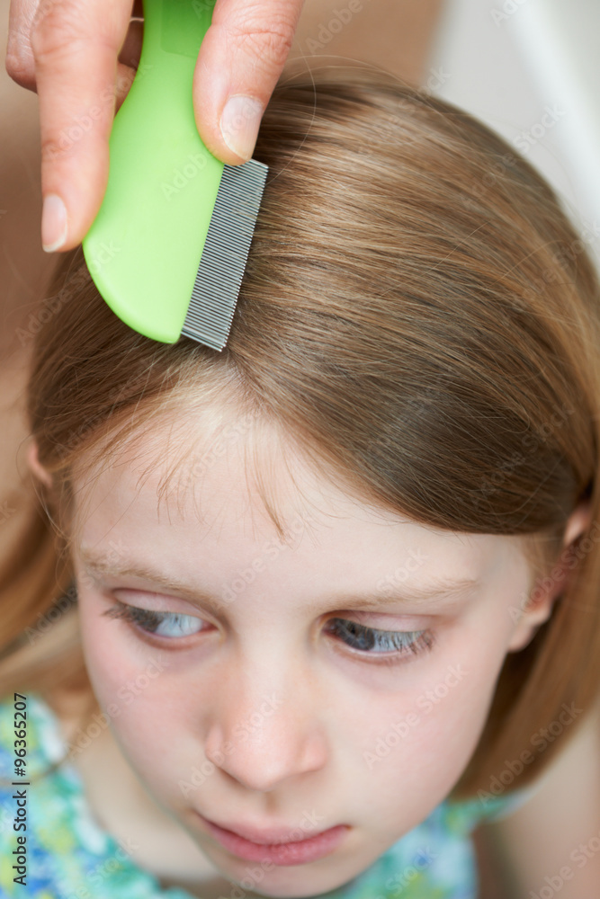 Fototapeta premium Mother Checking Daughters Hair For Head Louse