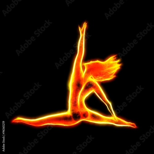 Fiery flying sexy dancer computer generated fractalized painting