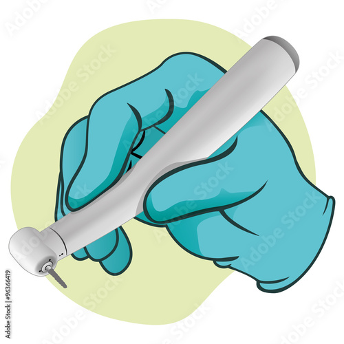 Illustration of a hand holding a dental drill