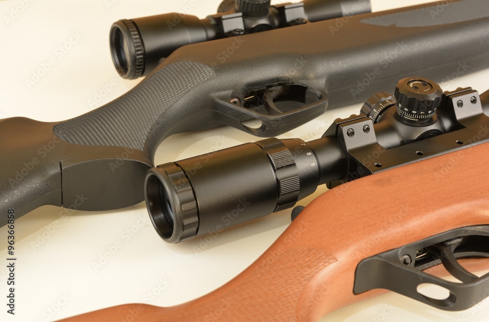 Modern spring powered airguns with scopes.