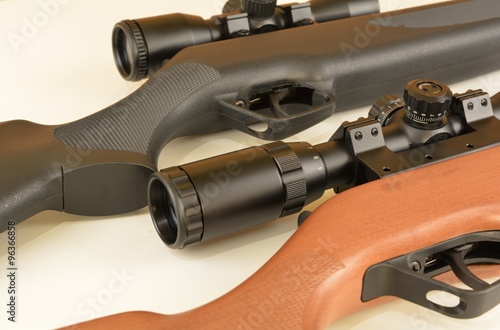 Modern spring powered airguns with scopes.