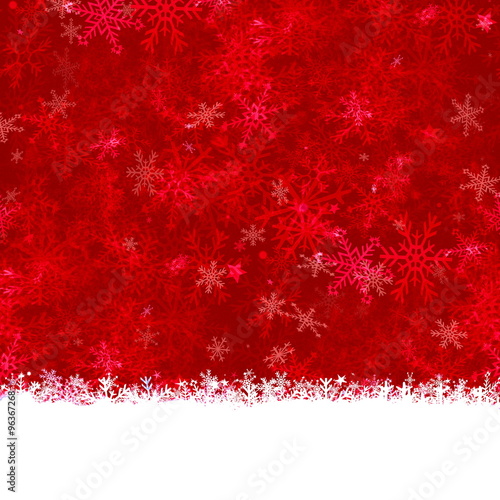 Weihnachtsgrusskarte mit Eiskristallen in rot