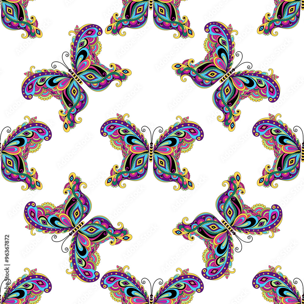 Obraz premium Seamless pattern with butterflies