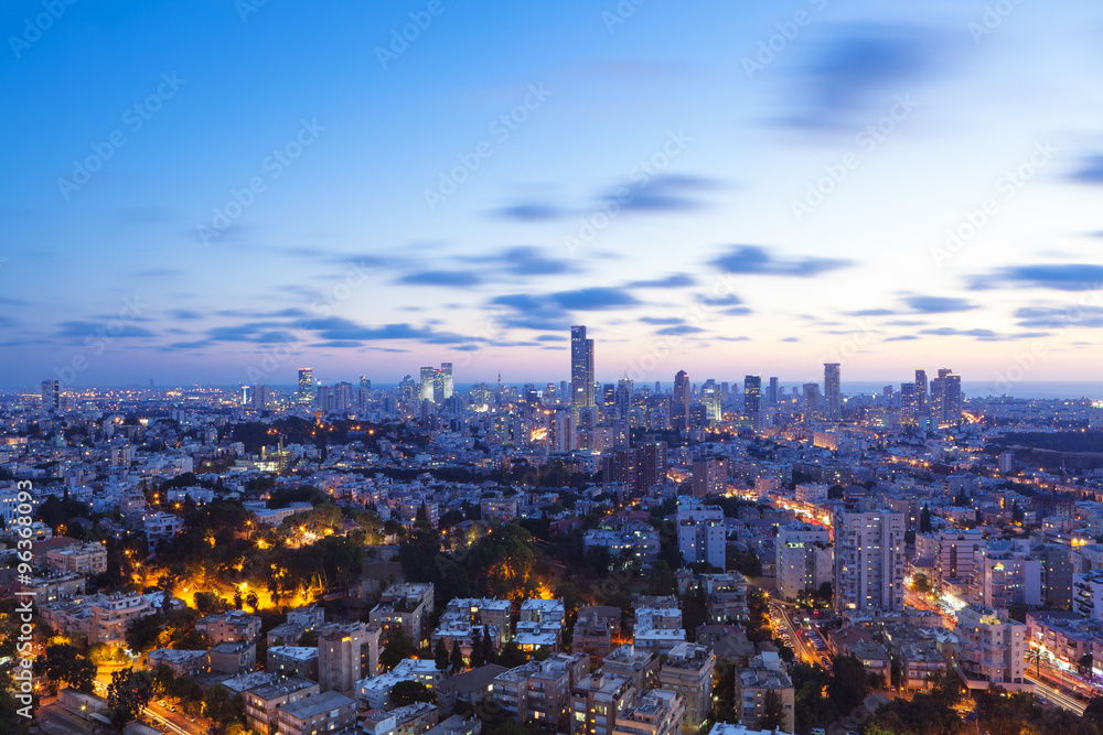 Tel Aviv Cityscape At Sunset