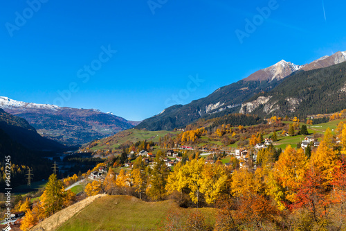 Beautiful view of Grisons in Autumn