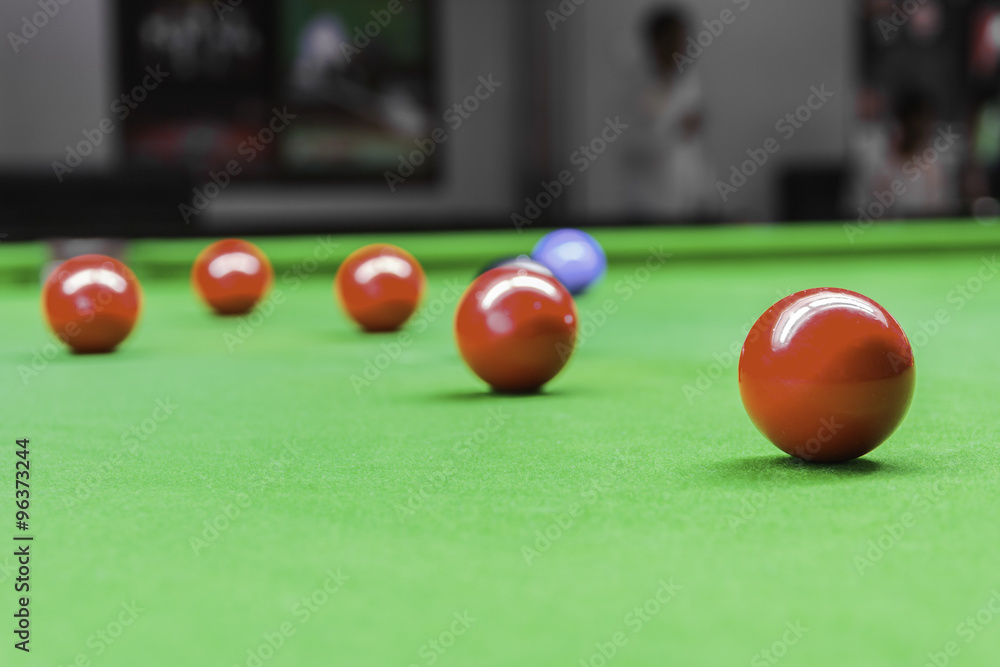 Snooker ball on snooker table Snooker ball on snooker table