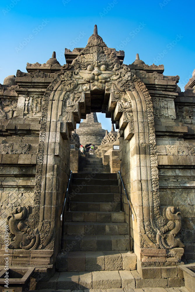 Stone arch at Borobudur Temple