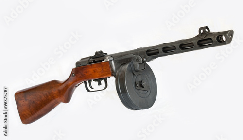 Russian pistol a machine gun PPSH-41 isolated on a white background
