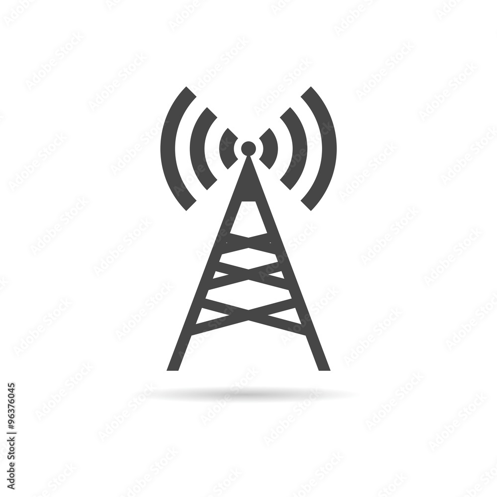 Broadcasting antenna icon sign Broadcasting antenna icon sign