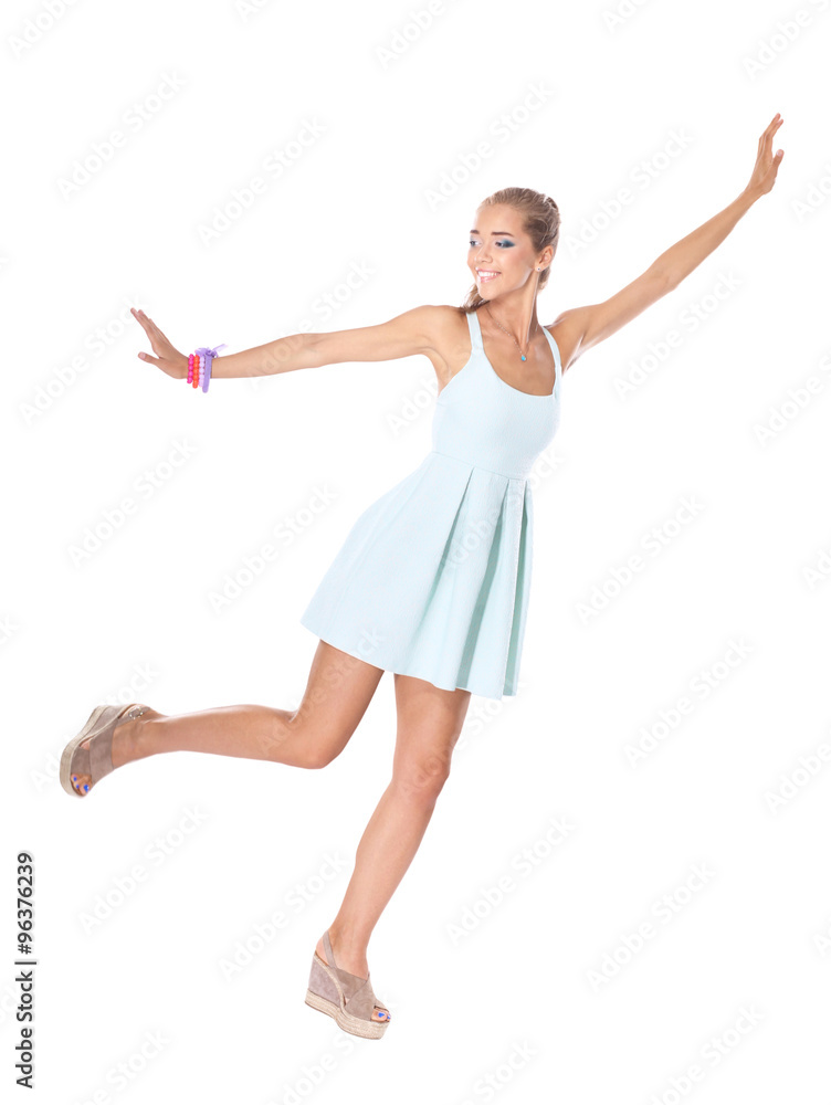 Attractive young woman full length portrait isolated on white background Attractive young woman full length portrait isolated on white background