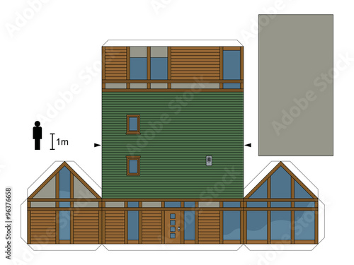 Paper model of a modern small house / Not a real construction, vector illustration