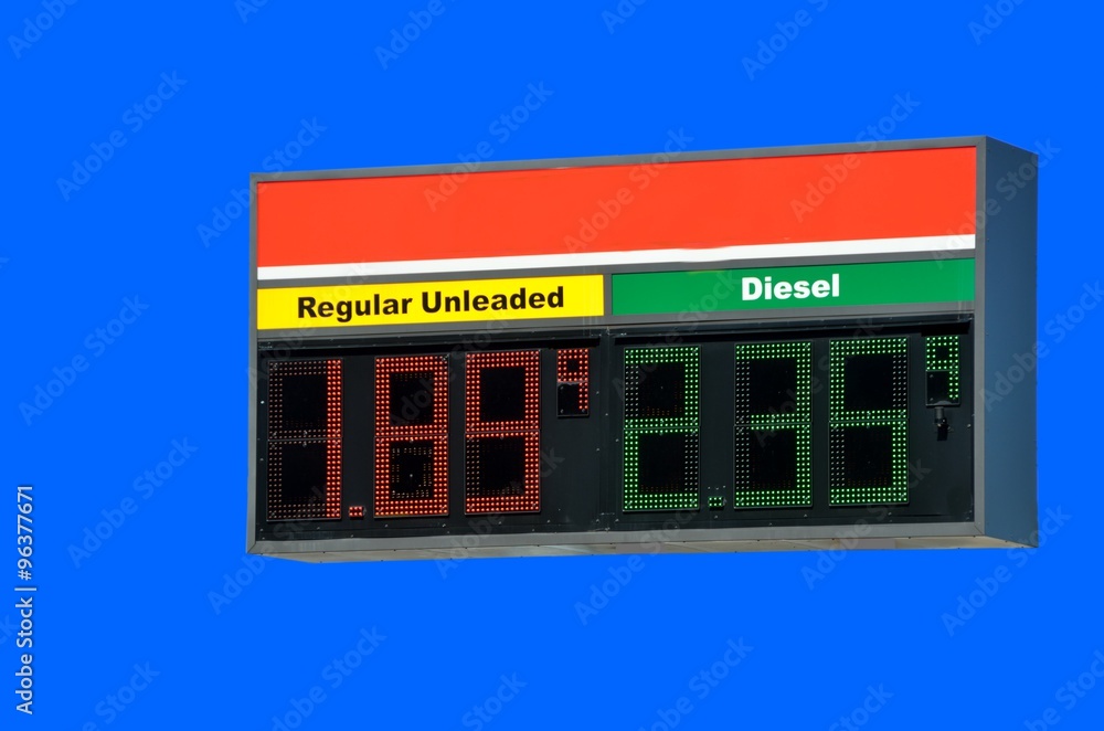 Gasoline price sigh with isolated background
