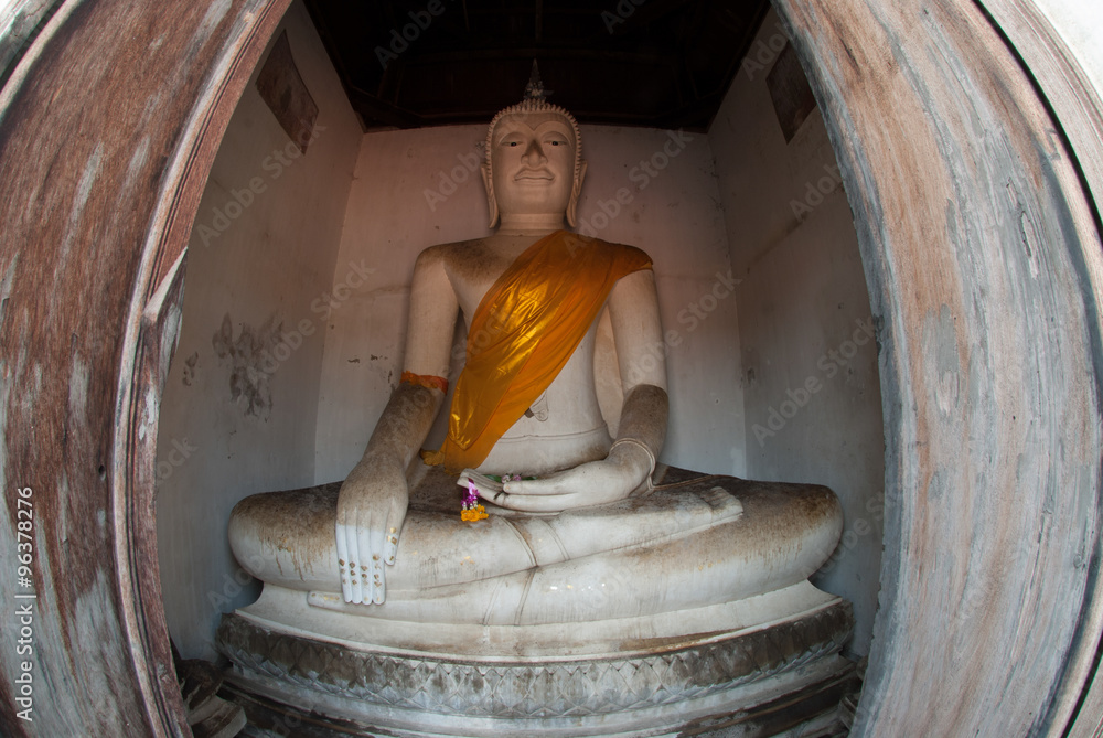 Fototapeta Ancient Buddha in Wat Puthai Sawan temple,Ayutthaya Historical Park in Thailand.