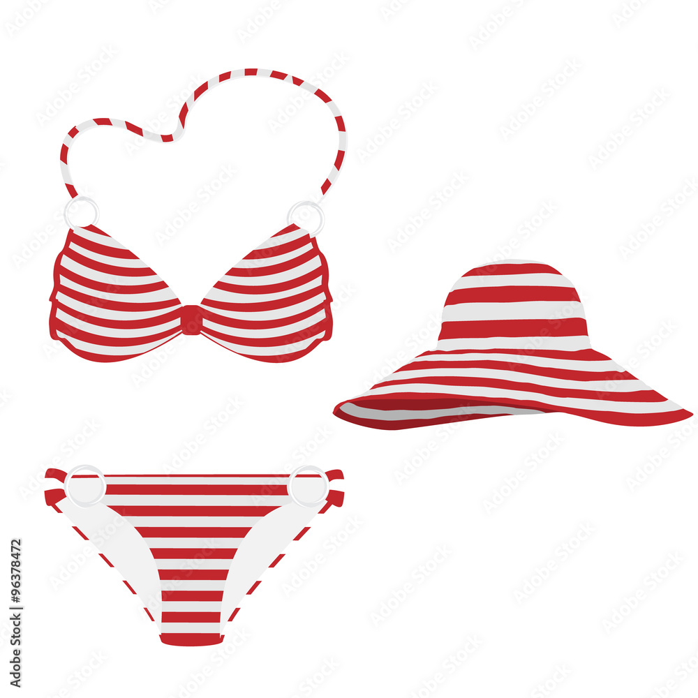 Fototapeta premium Summer hat and bikini
