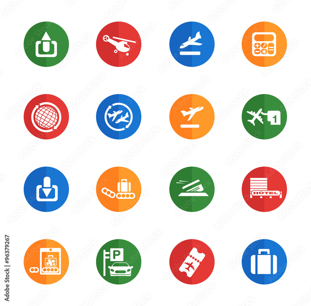Airport flat icons Airport flat icons