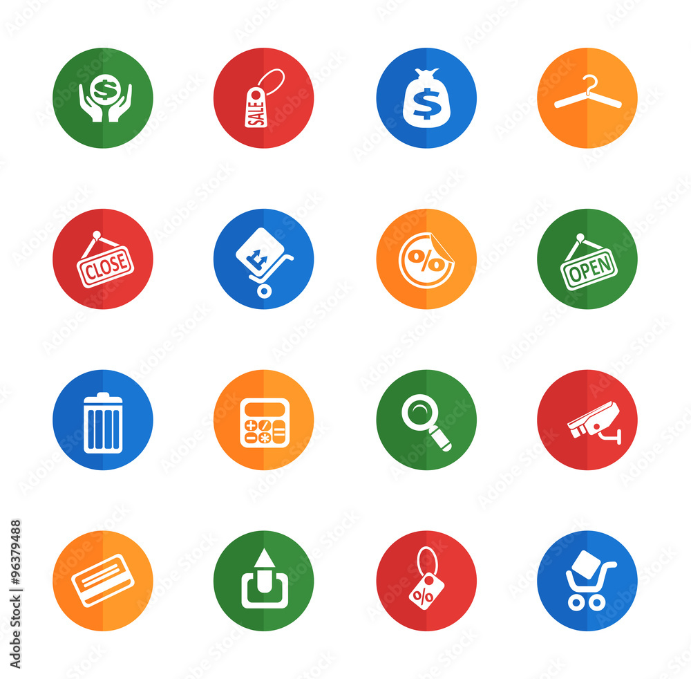 Shopping flat icon set Shopping flat icon set